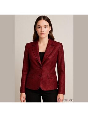 APT. 9 Women’s Red and Black Jacquard Satin Blazer NWOT